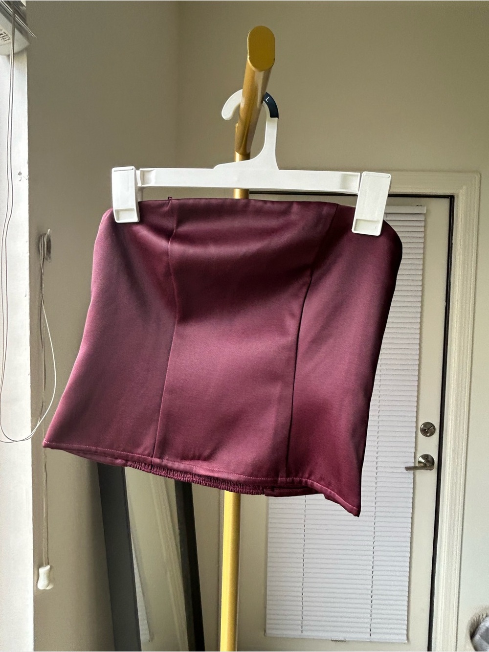 a new day Burgundy Satin Crop Top